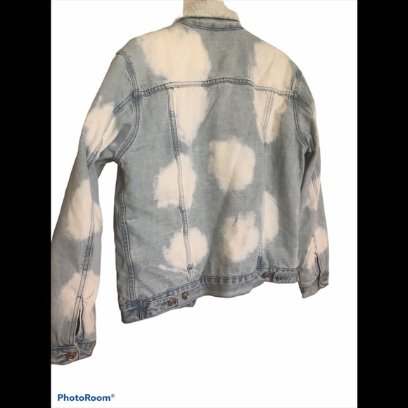 PacSun Sherpa Bleached Denim Trucker Jacket - Picture 2 of 3